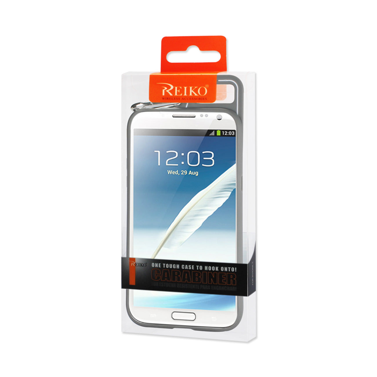 Samsung Galaxy Note 2 Dropproof Workout Hybrid Case With Hook In White Grey