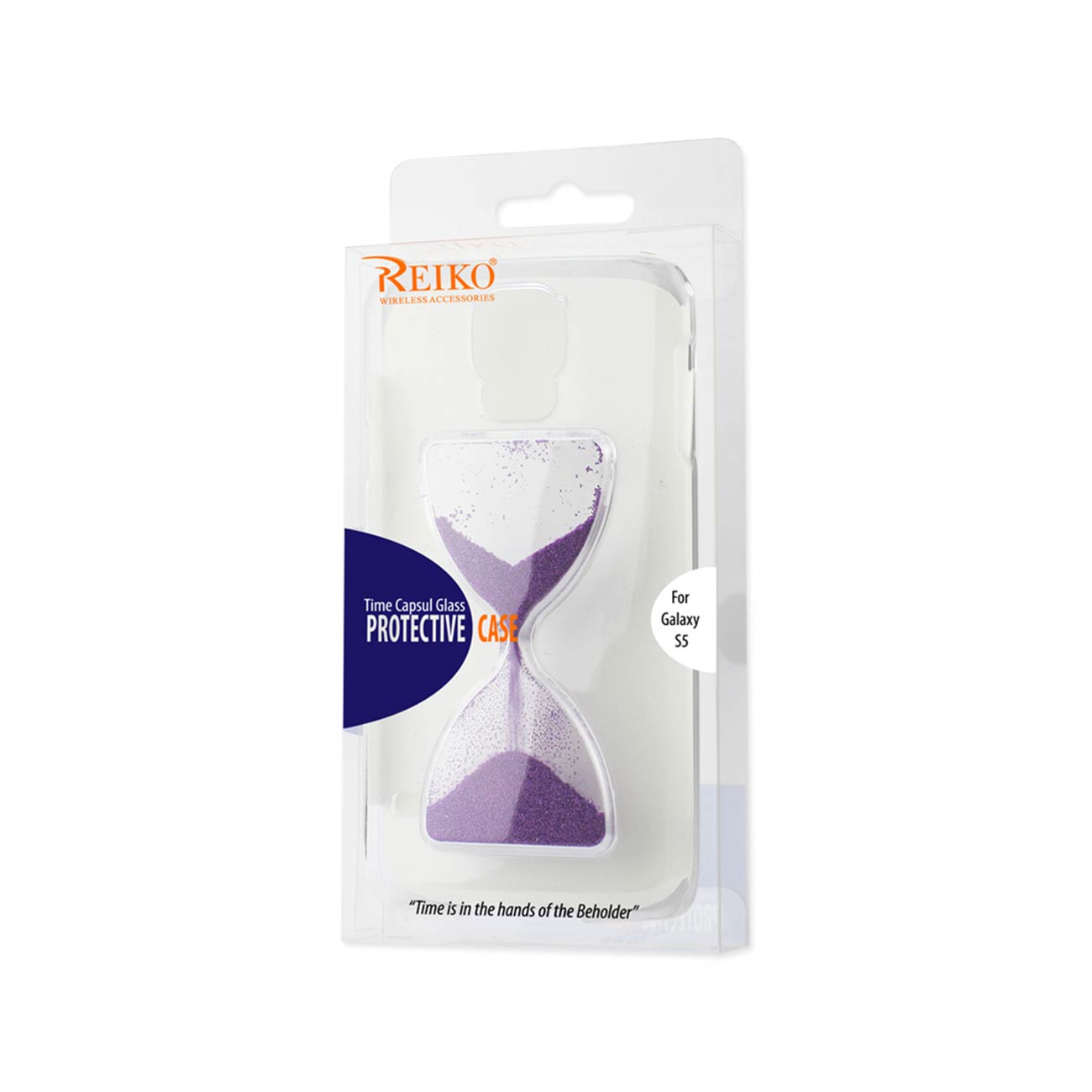 Samsung Galaxy S5 3D Sand Clock Clear Case In Purple