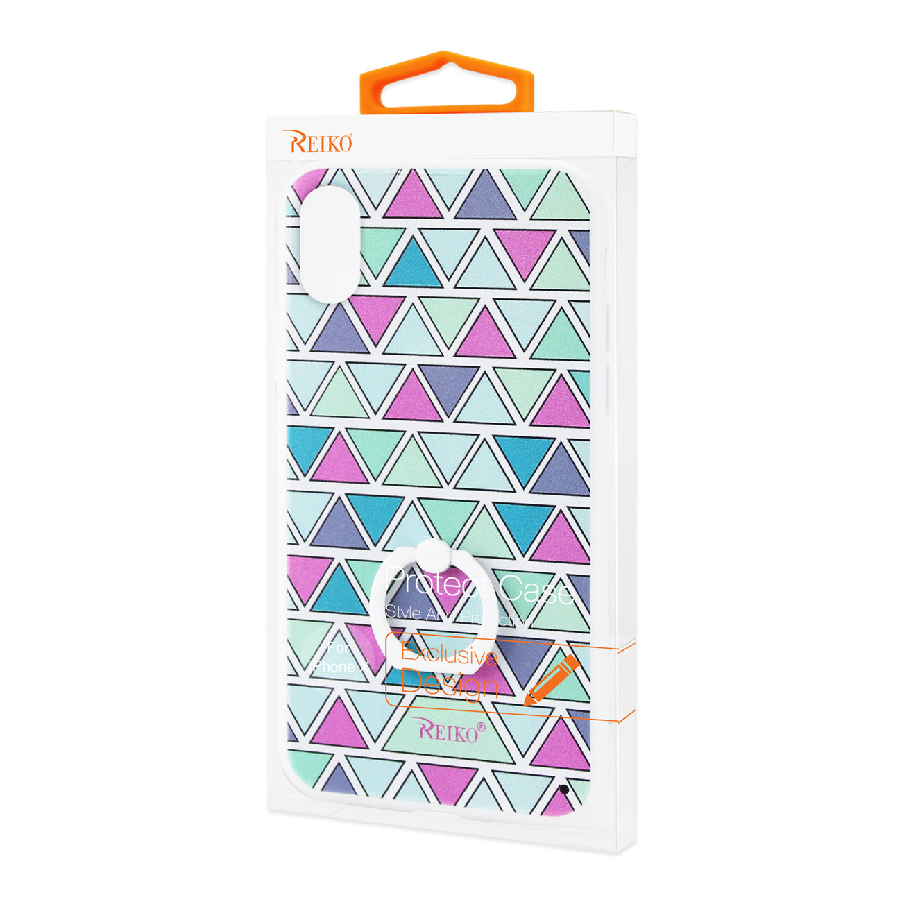 iPhone X/iPhone XS TRIANGLE PATTERN TPU CASE WITH ROTATING RING STAND HOLDER