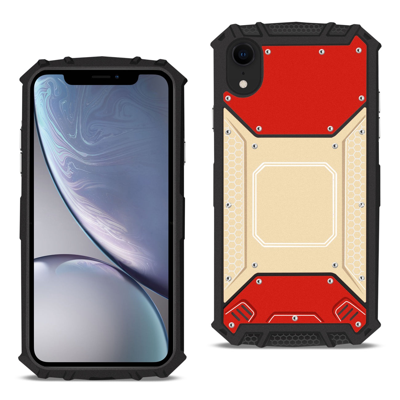 Case Front Cover Metallic Apple iPhone XR Red And Gold Color