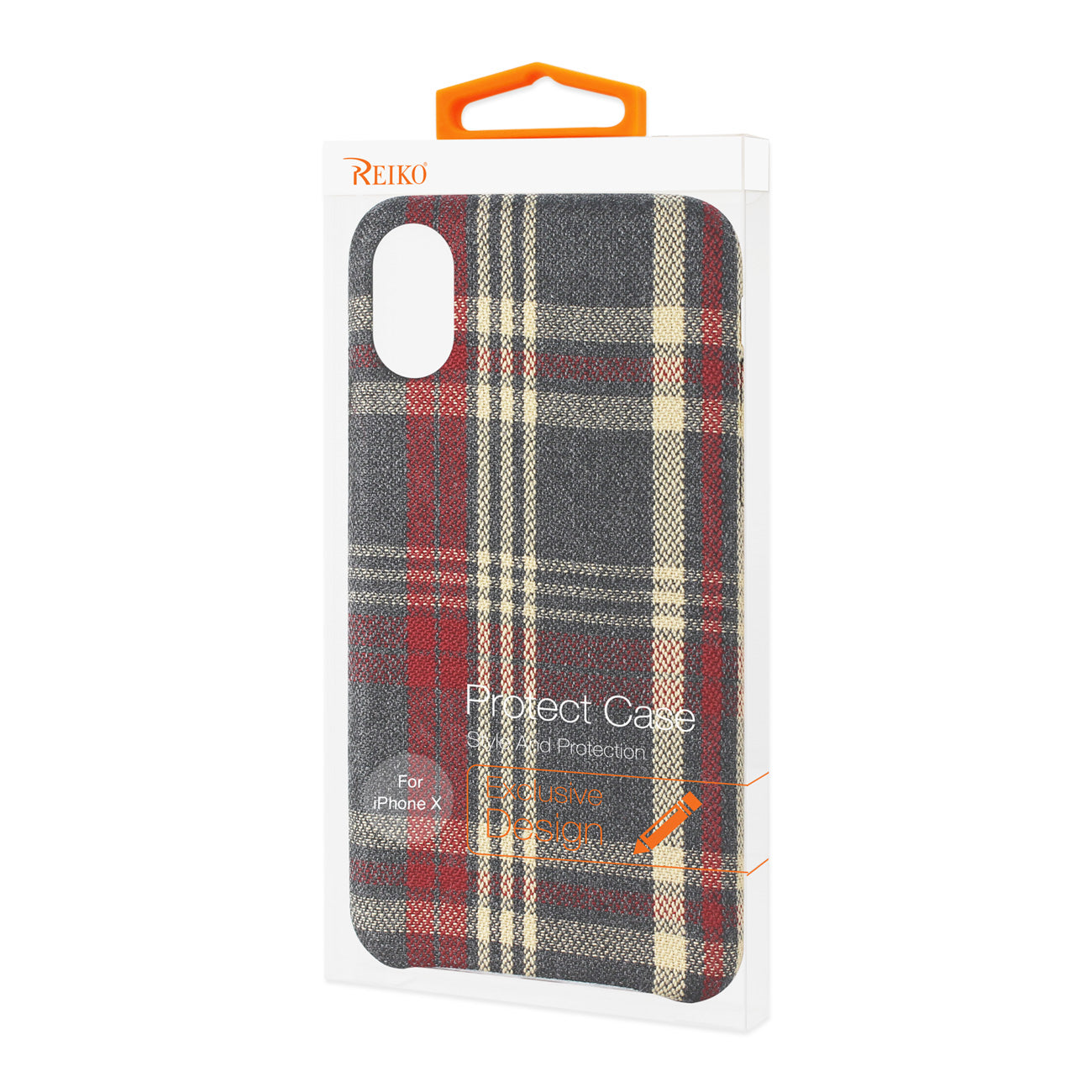 Reiko iPhone X/iPhone XS Checked Fabric Case In Red