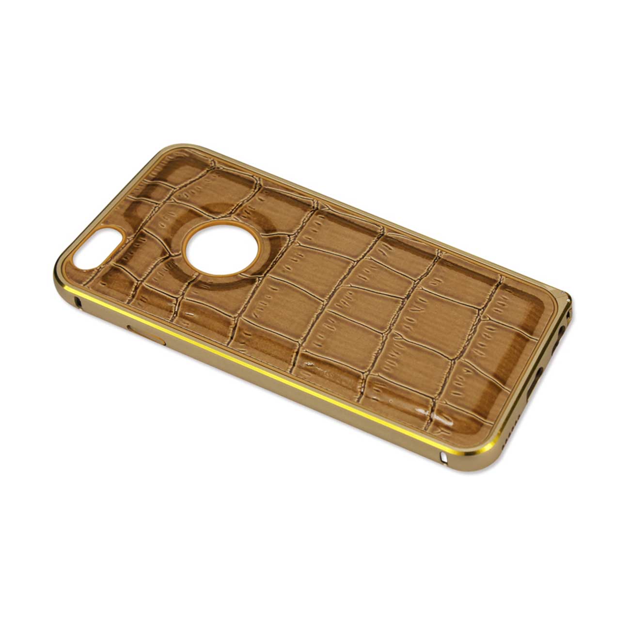 iPhone 6 Plus Genuine Leather Aluminum Frame Case In Gold