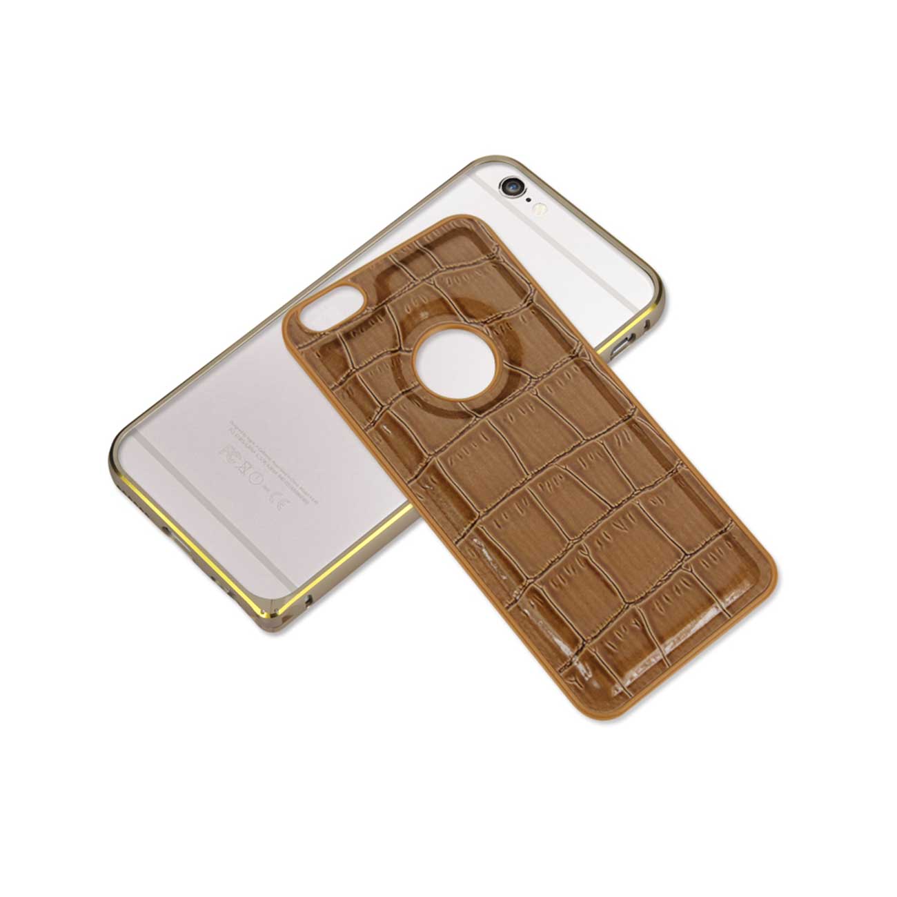 iPhone 6 Plus Genuine Leather Aluminum Frame Case In Gold