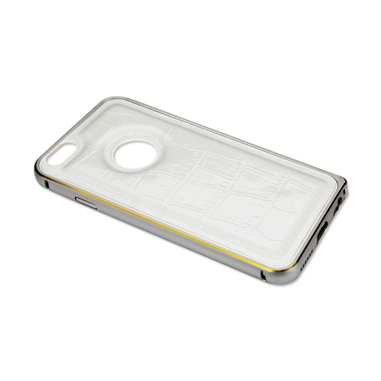 iPhone 6 Plus Genuine Leather Aluminum Frame Case In White