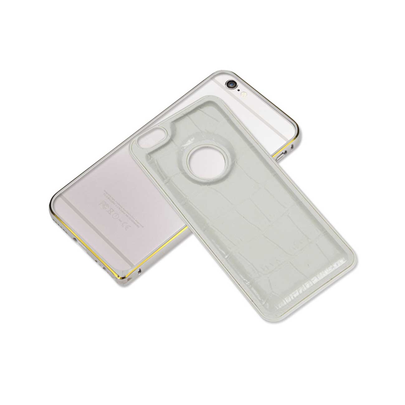 iPhone 6 Plus Genuine Leather Aluminum Frame Case In White