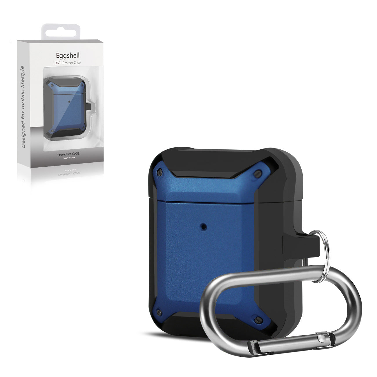 Case Eggshell 360 degree Protect For Air Pods Black and Blue Color