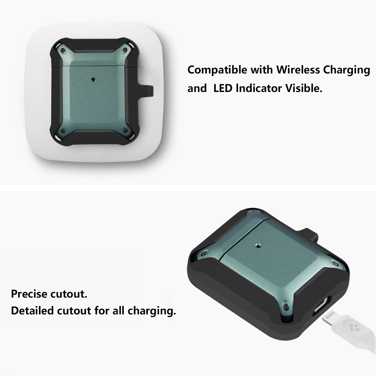 Case Eggshell 360 Degree Protect For Air Pods Black And Green Color