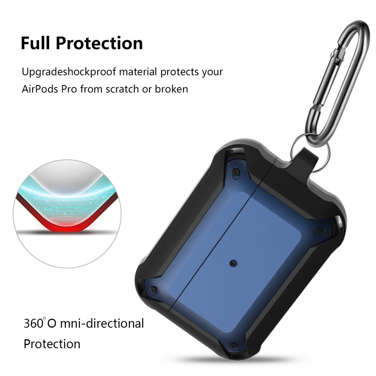 Case Eggshell 360 Degree Protect For Air Pods Pro Black And Blue Color