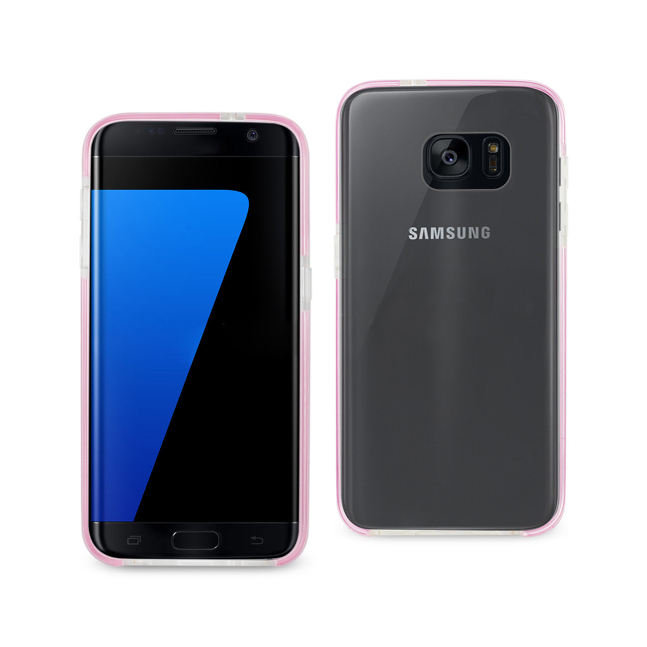 Samsung Galaxy S7 Edge Transparent Bumper Frame Case In Clear Hot Pink