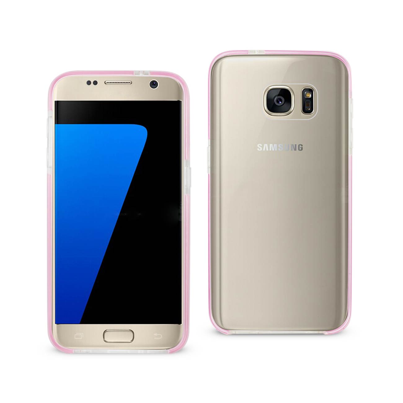 Samsung Galaxy S7 Transparent Bumper Frame Case In Clear Pink