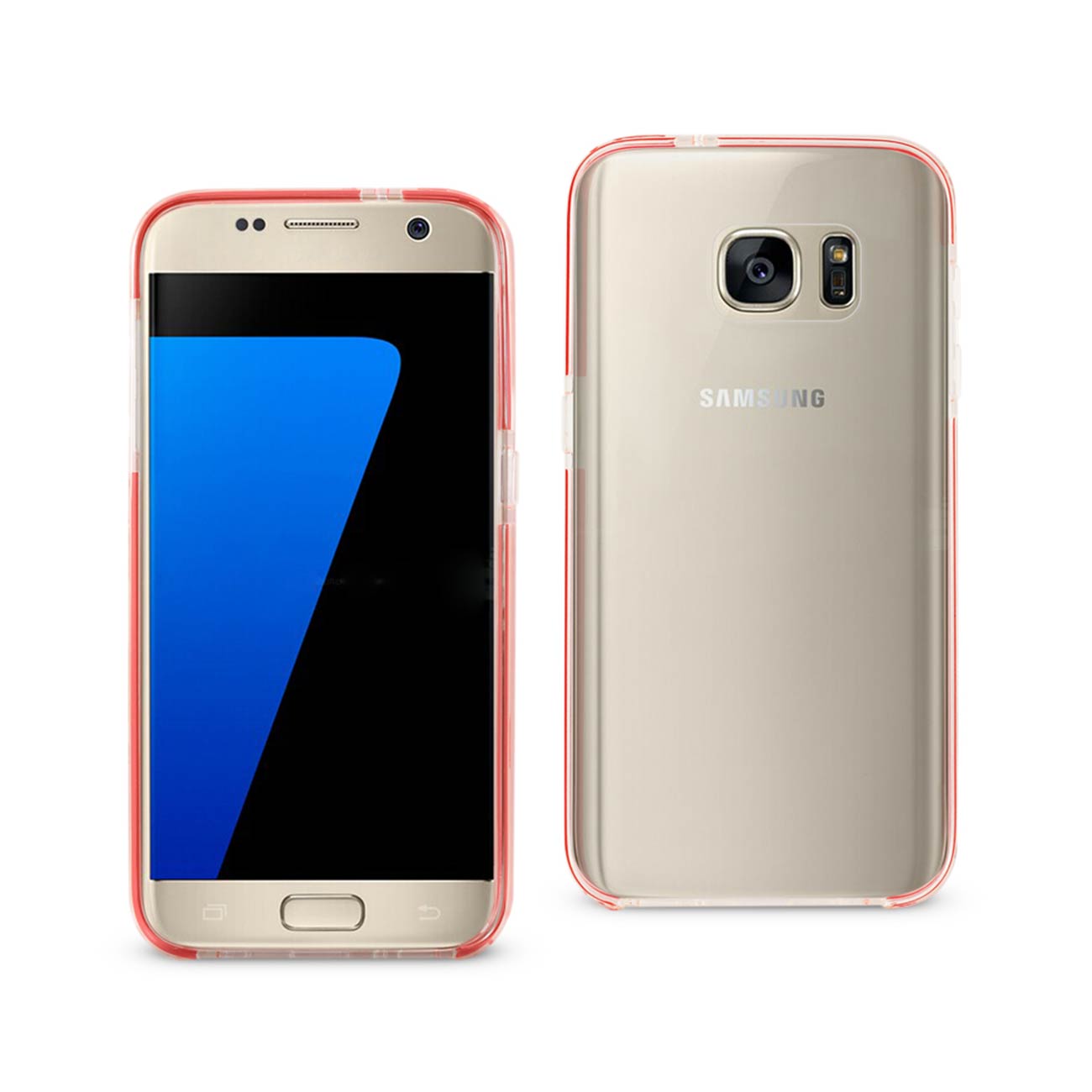 Case Frame Bumper Samsung Galaxy S7 Transparent Red Color