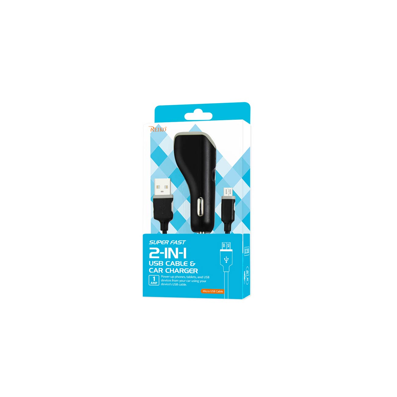 Car Charger Micro USB With USB Data Cable Black Color
