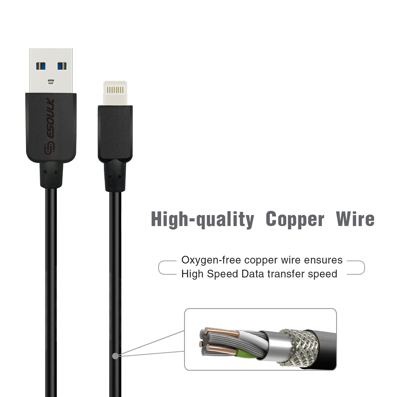 Cable Round 8 PIN 5ft 1.5A Black Color