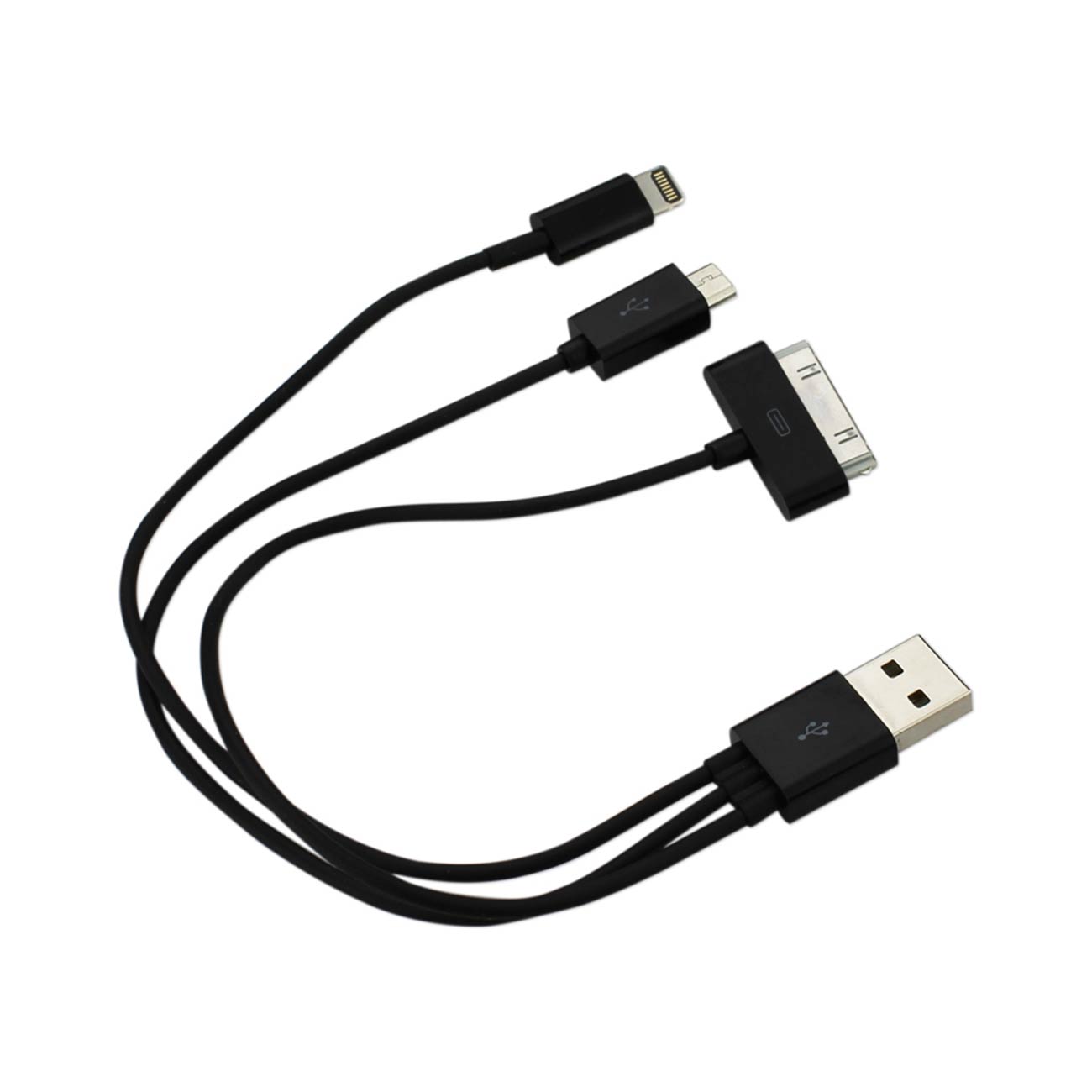 Data Cable USB Micro Trio 3-In-1 8 Pin 0.58Ft Black Color