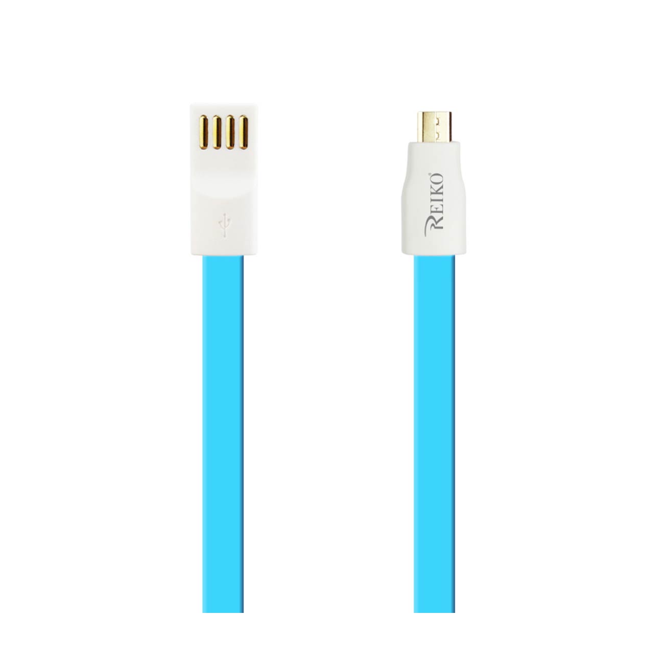 Data Cable USB Micro Flat Magnetic Gold Plated 0.7 Foot Blue Color