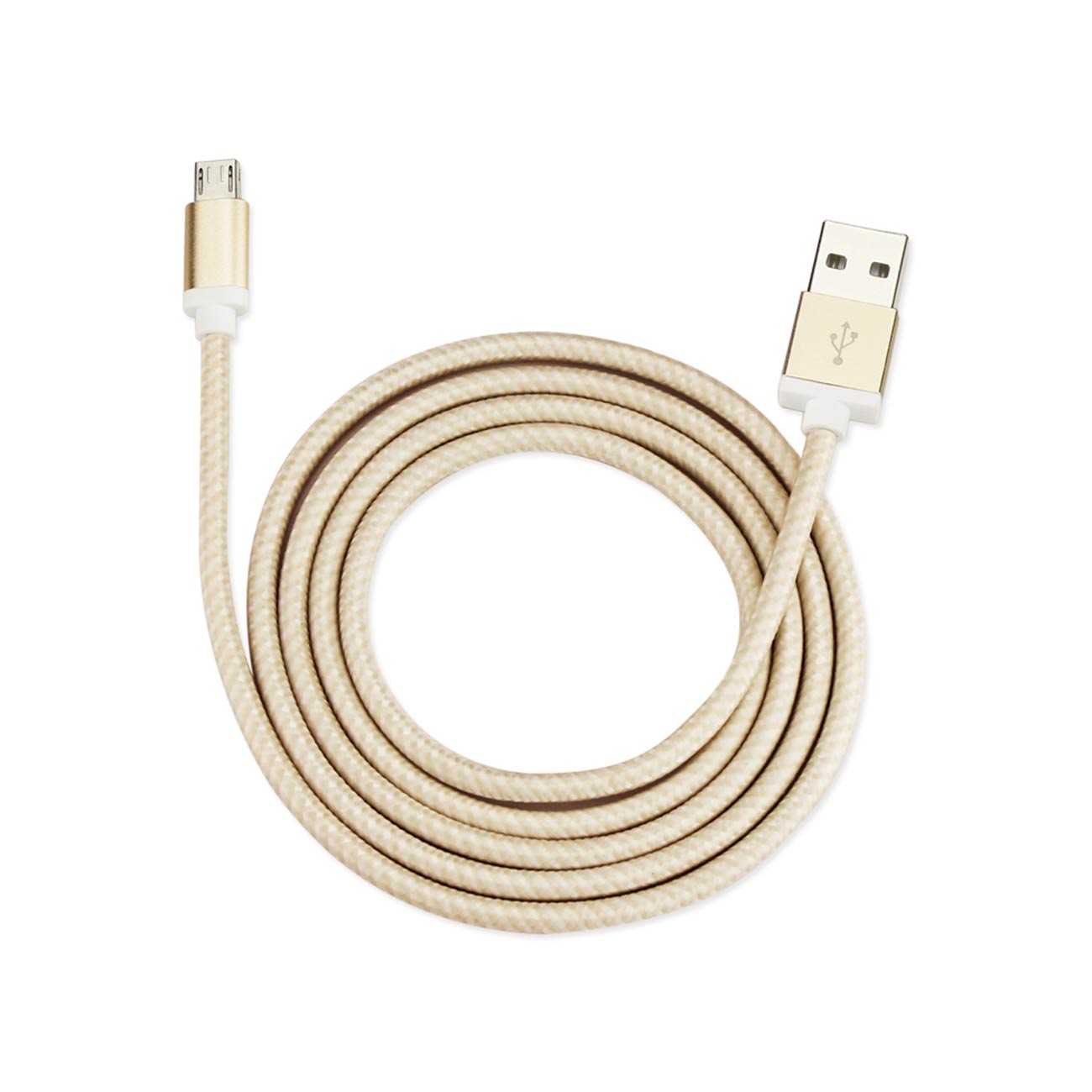 Data Cable Micro USB Charging & Sync For Android Phones Nylon Braided  3.3Ft Gold Color