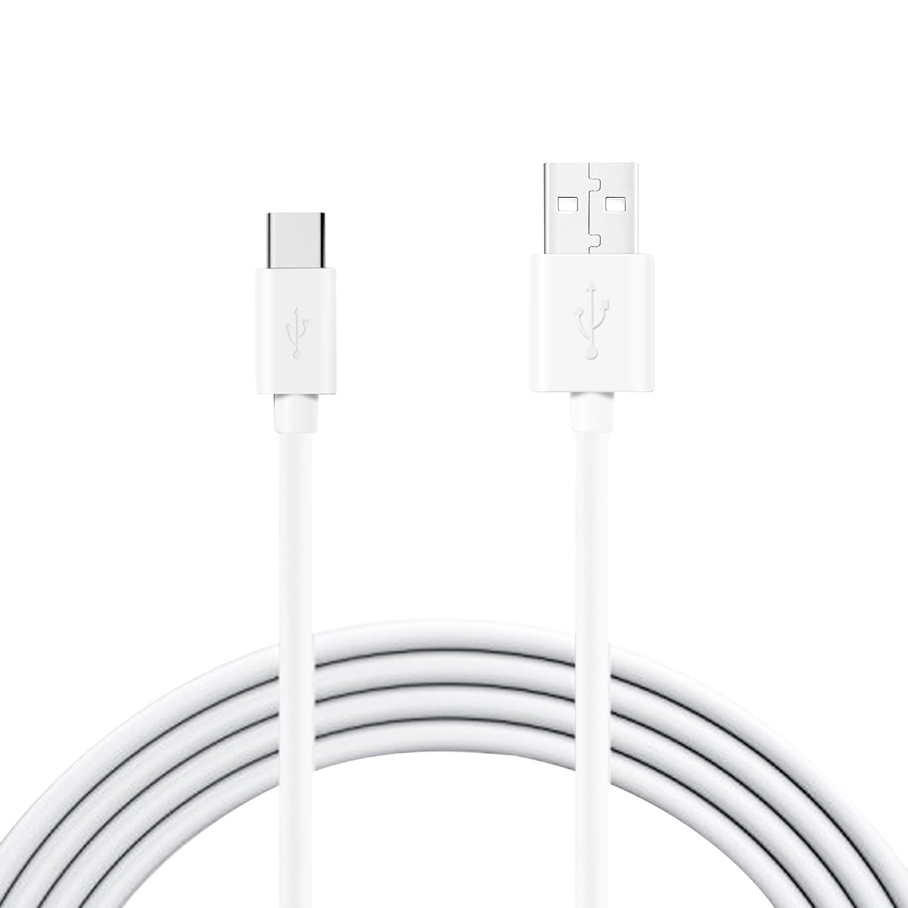 Data Cable USB 2.0 Type C PVC Material 3.3Ft Simple Packaging White Color