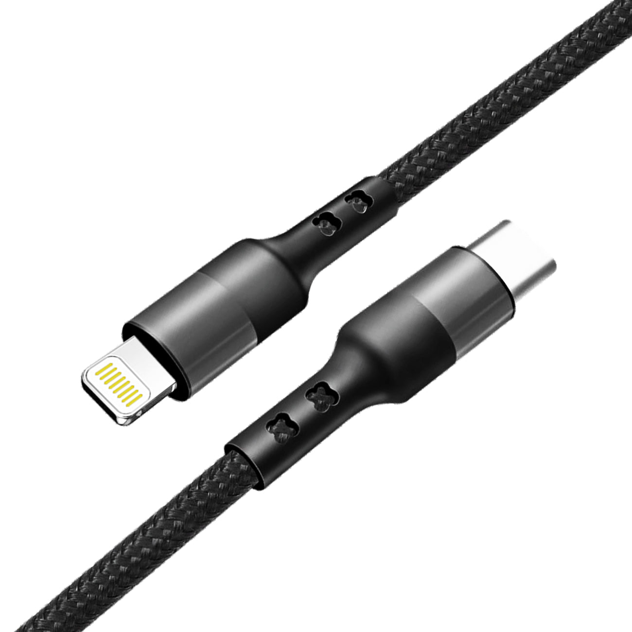 Cable USB-C to 8-Pin Fast Charging & Sync Power Delivery Nylon-Braided 5Ft Black Color