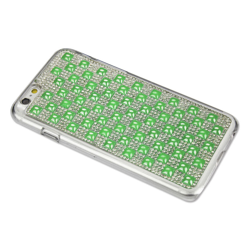 IPHONE 6 PLUS JEWELRY PYRAMID PEARL RHINESTONE CASE IN GREEN