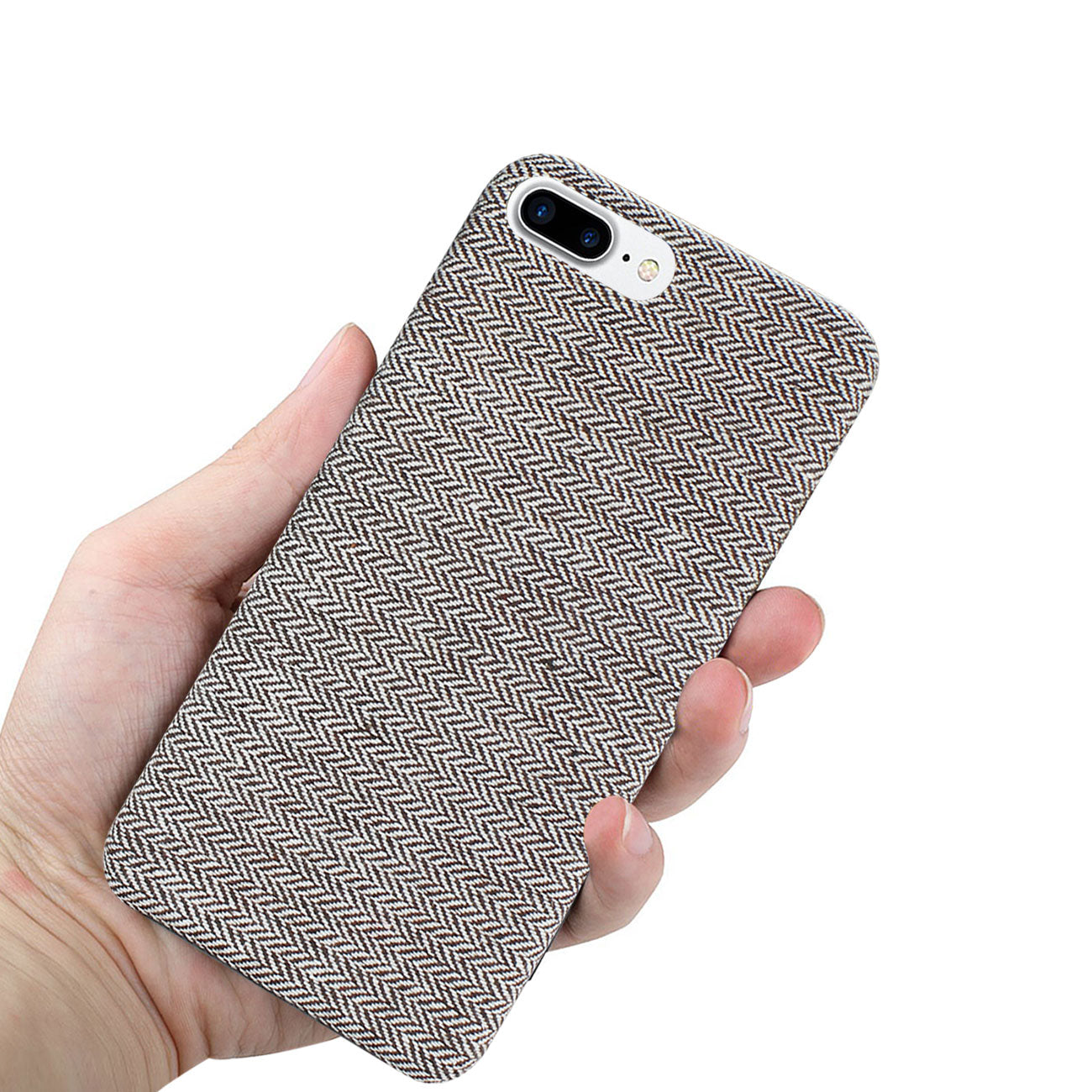 Case Herringbone Fabric iPhone 8 Plus Dark Gray Color