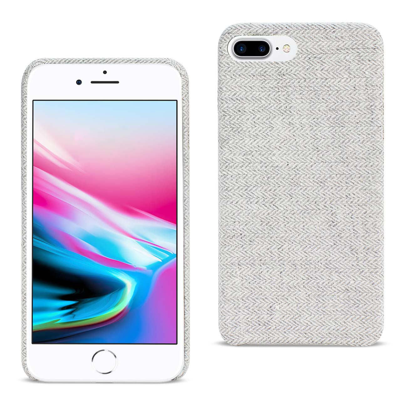 Case Herringbone Fabric iPhone 8 Plus Light Gray Color