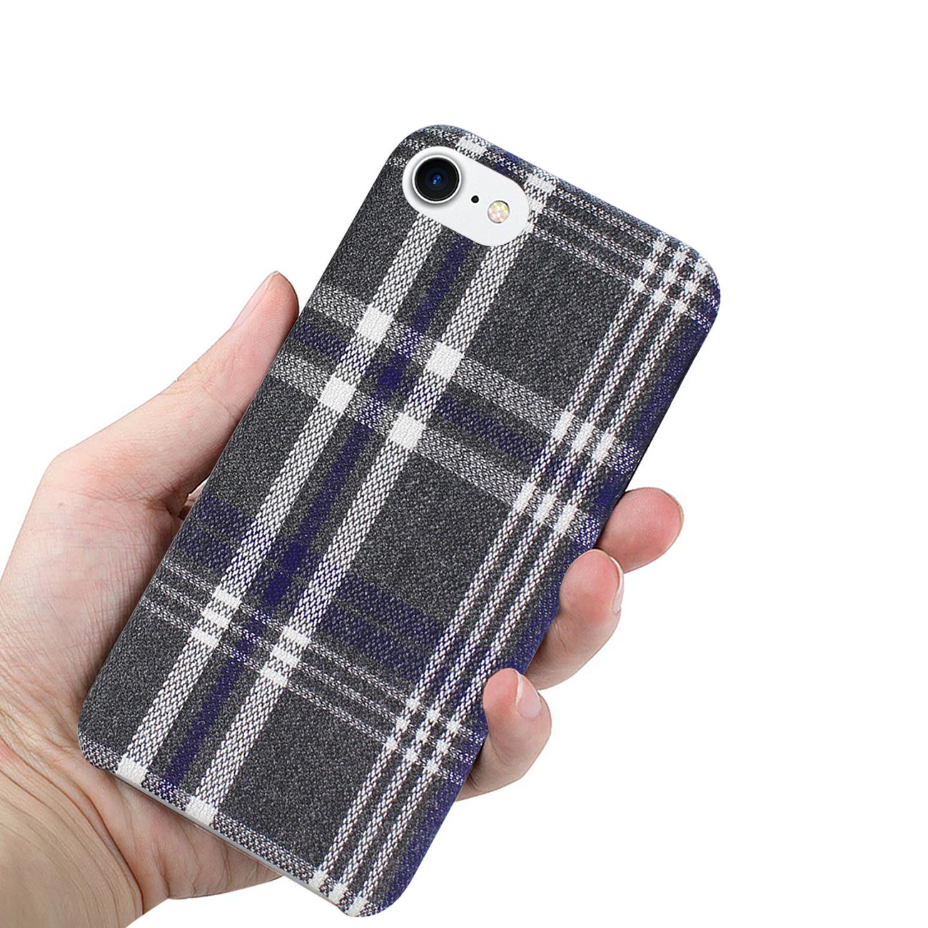 Case Checked Fabric iPhone 7/ 8/ SE2 Black Color