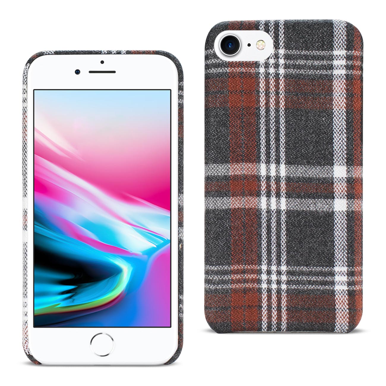Case Checked Fabric iPhone 7/ 8/ SE2 Brown Color