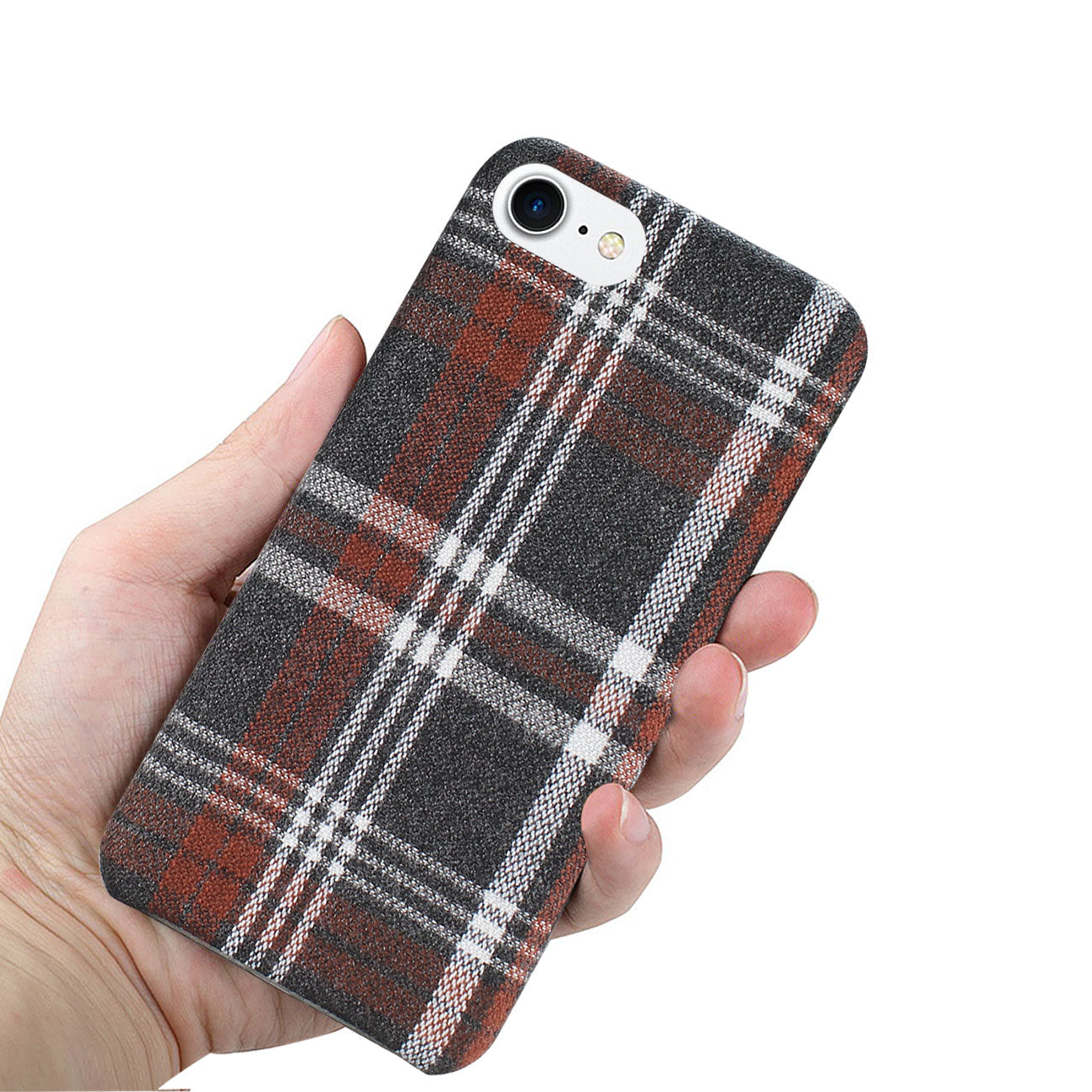 Case Checked Fabric iPhone 7/ 8/ SE2 Brown Color