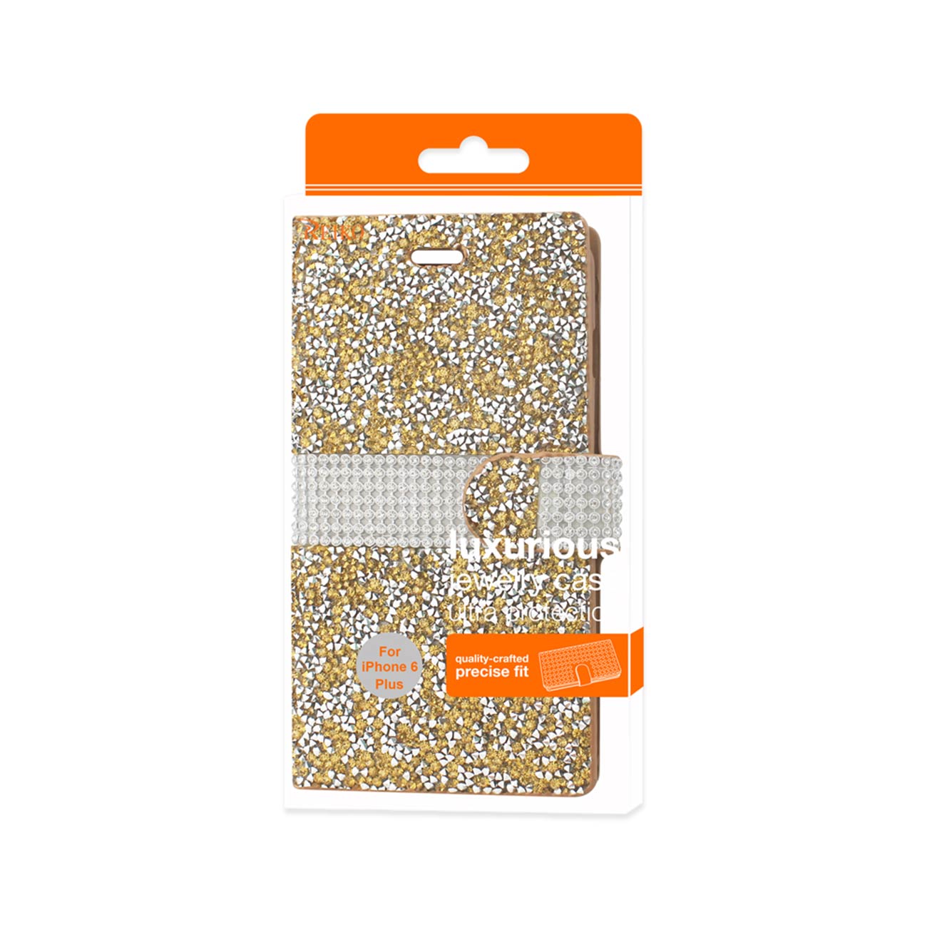Wallet Case Diamond Rhinestone iPhone 6 Plus Gold Color