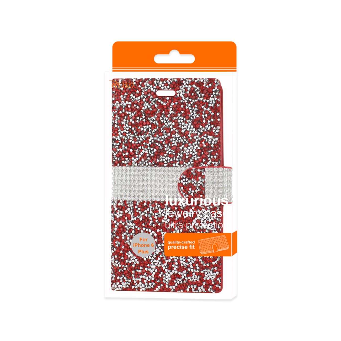Wallet Case Diamond Rhinestone iPhone 6 Plus Red Color