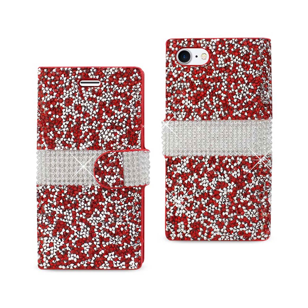 Wallet Case Diamond Rhinestone iPhone 7/ 8/ SE2 Red Color