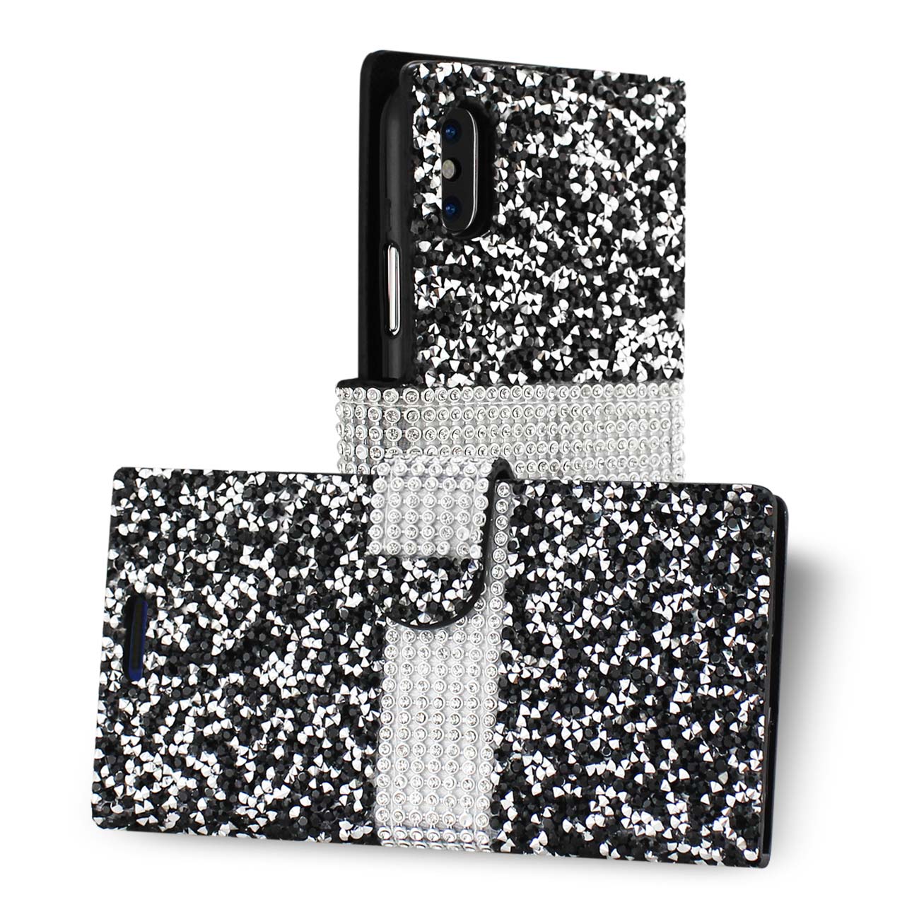 Wallet Case Diamond Rhinestone iPhone X/ iPhone XS Black Color