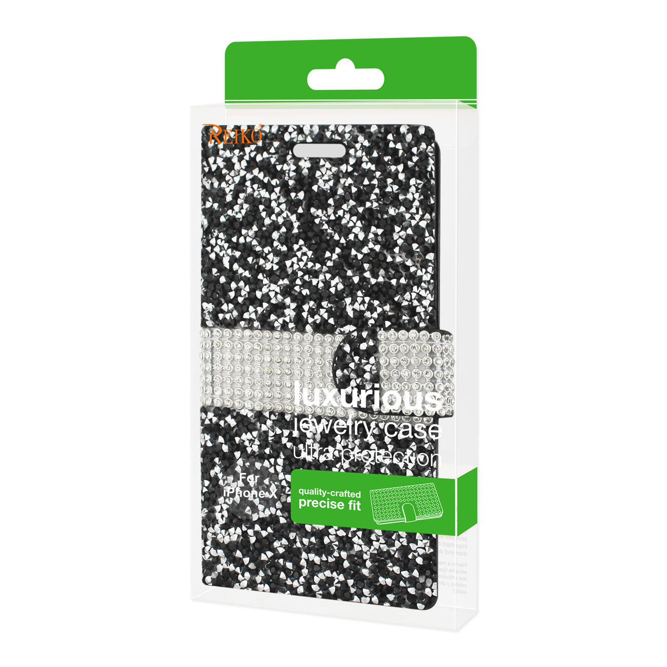 Wallet Case Diamond Rhinestone iPhone X/ iPhone XS Black Color