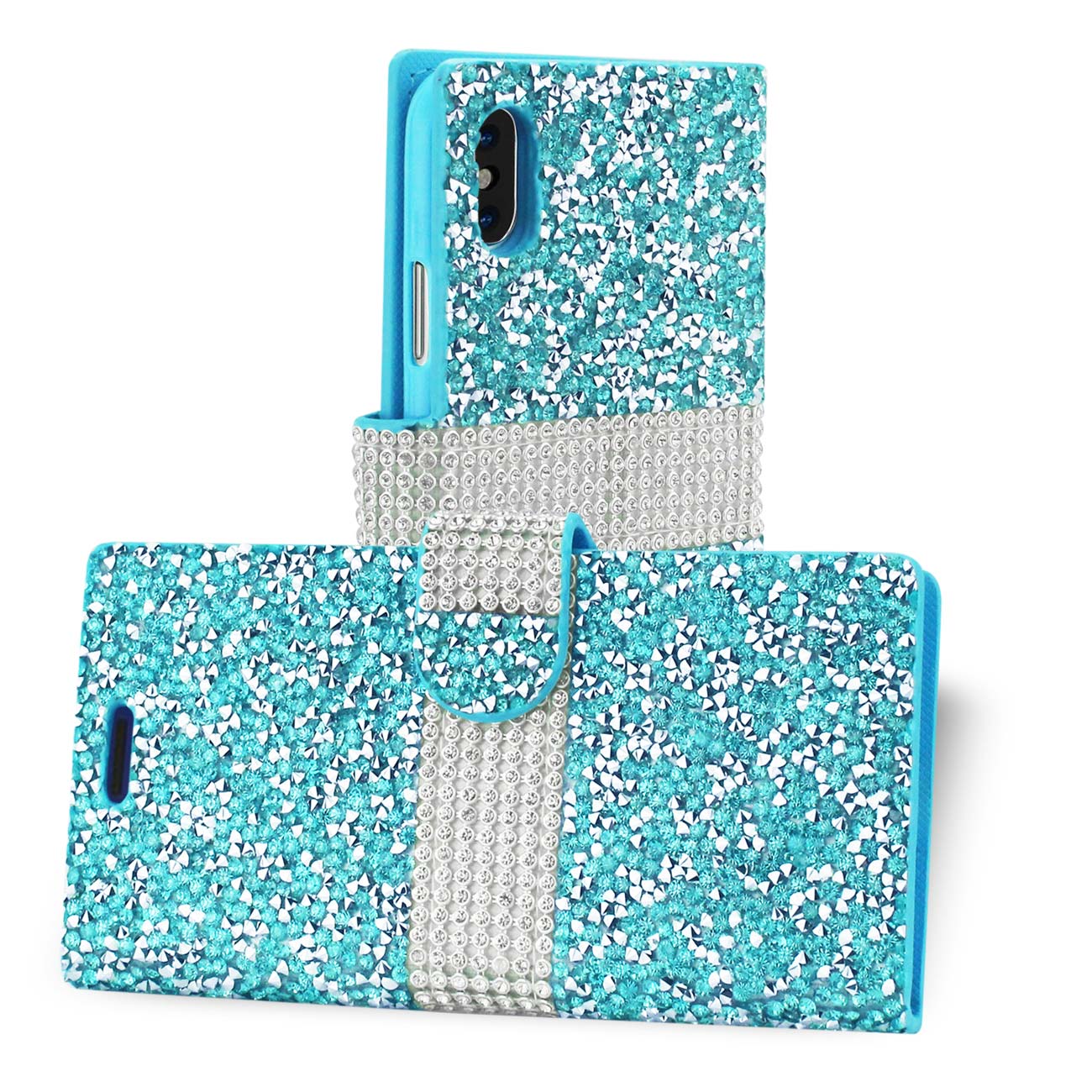 Wallet Case Diamond Rhinestone iPhone X/ iPhone XS Blue Color