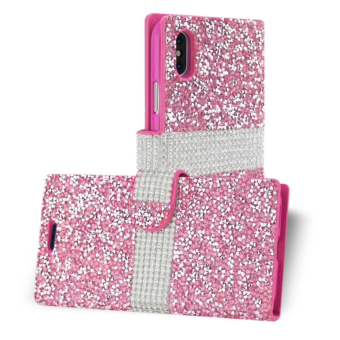 Wallet Case Diamond Rhinestone iPhone X/ iPhone XS Pink Color
