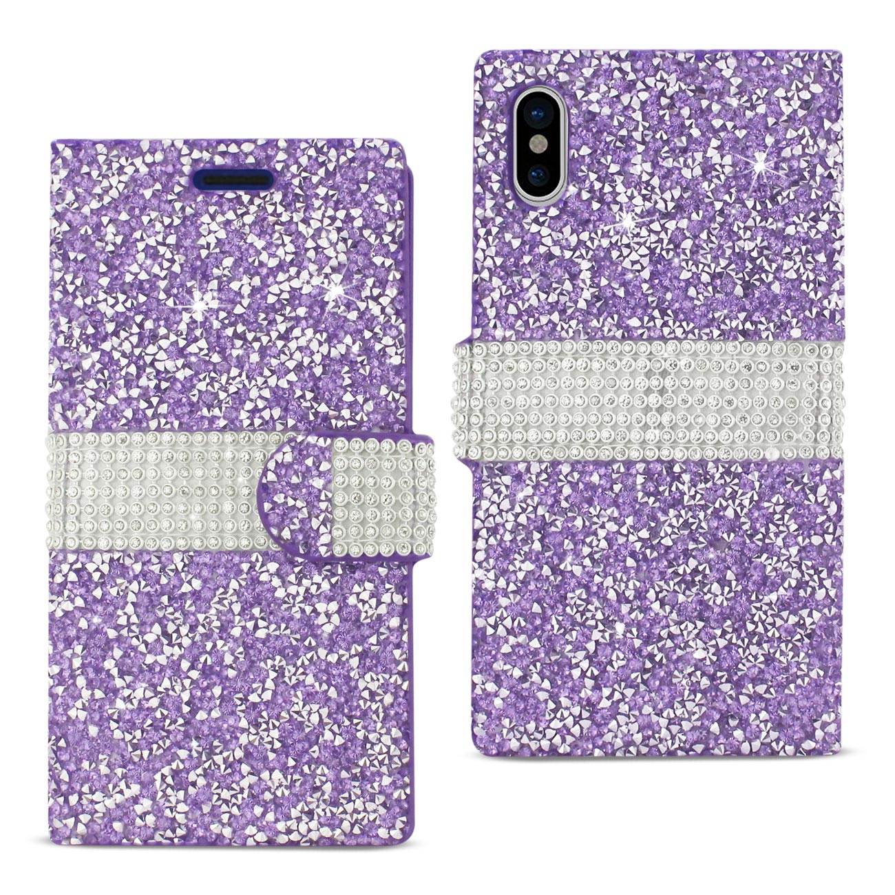 Wallet Case Diamond Rhinestone iPhone X/ iPhone XS Purple Color