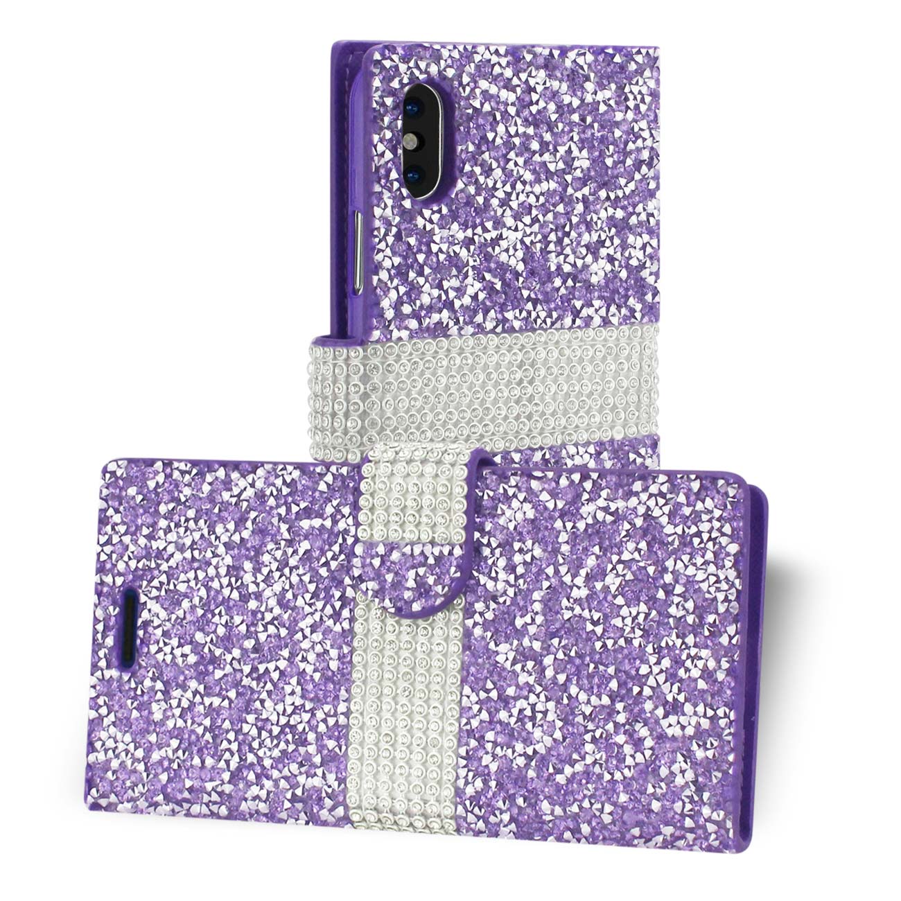 Wallet Case Diamond Rhinestone iPhone X/ iPhone XS Purple Color