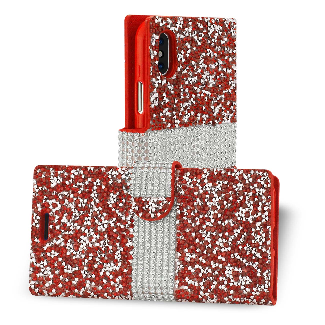 Wallet Case Diamond Rhinestone iPhone X/ iPhone XS Red Color
