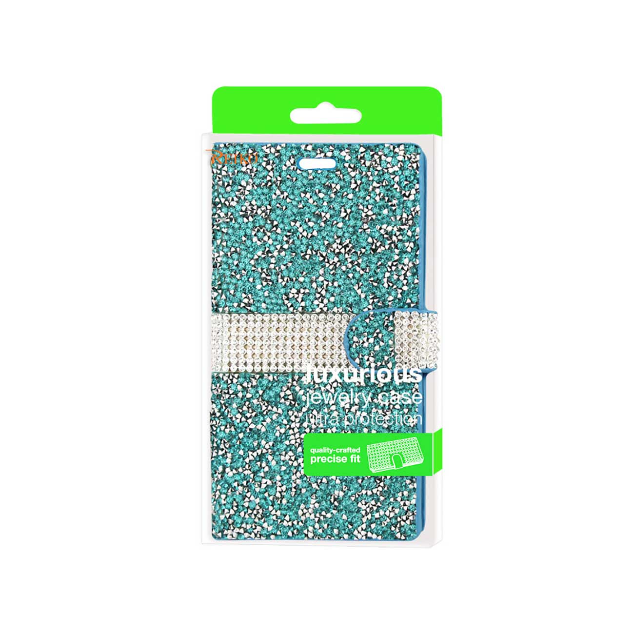Wallet Case Diamond Rhinestone Kyocera Hydro View Blue Color