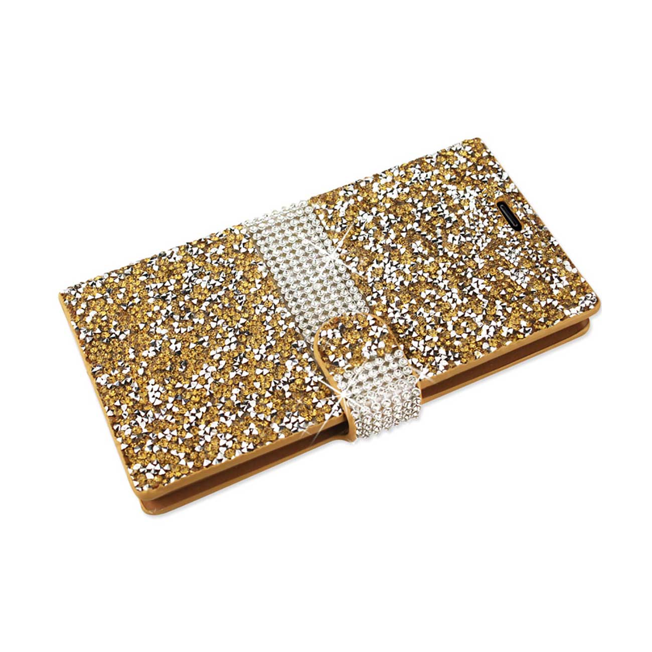 Wallet Case Diamond Rhinestone Kyocera Hydro View Gold Color