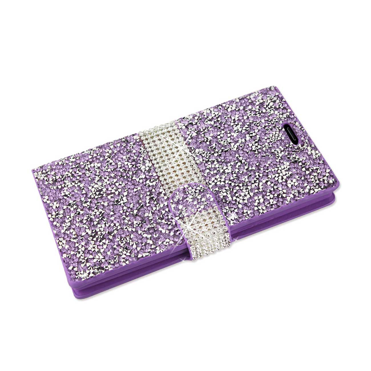 Wallet Case Diamond Rhinestone Kyocera Hydro View Purple Color