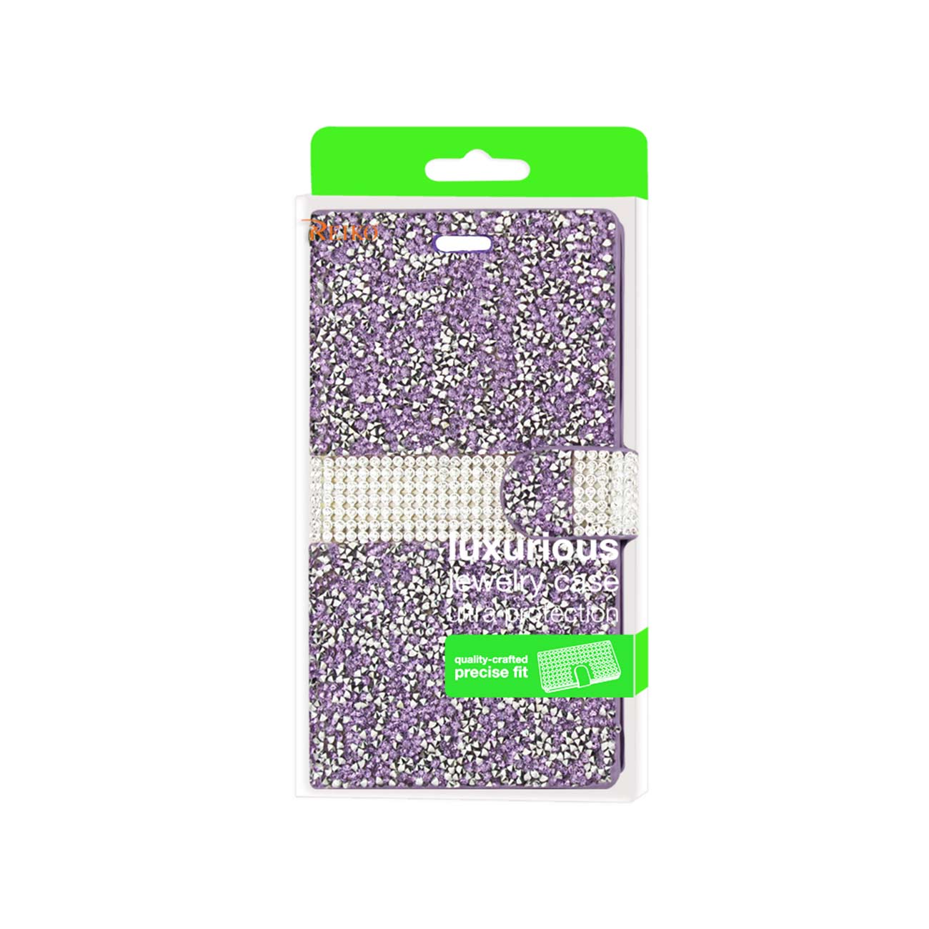 Wallet Case Diamond Rhinestone Kyocera Hydro View Purple Color