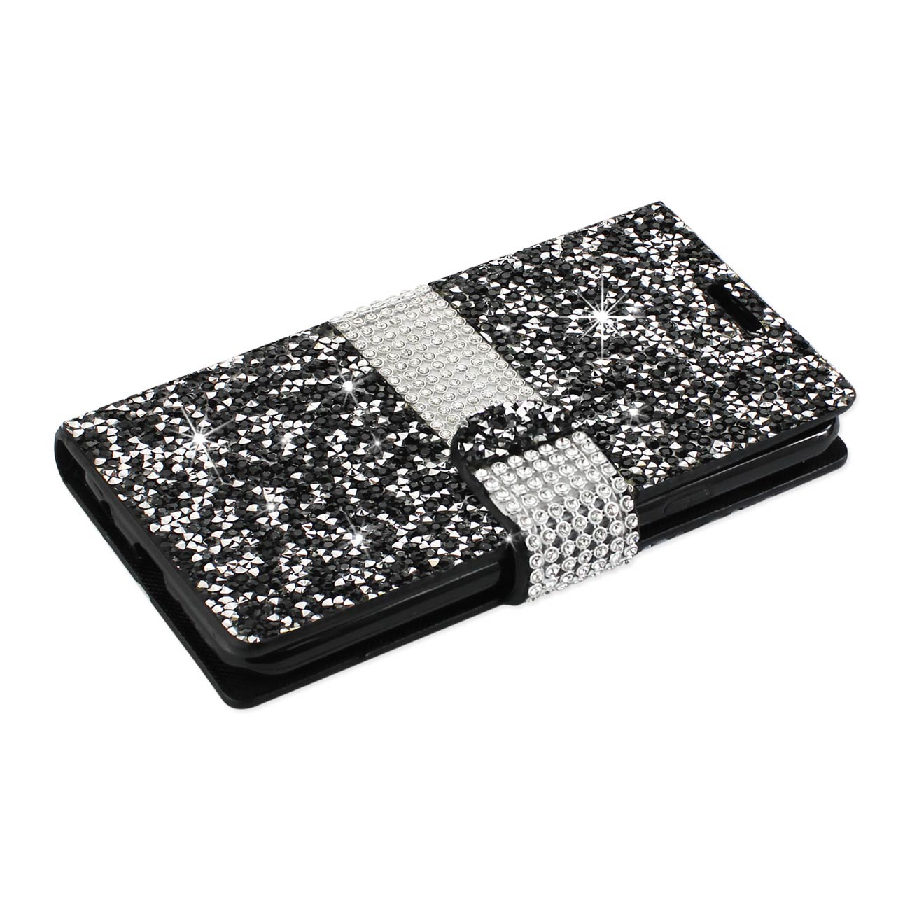 Wallet Case Diamond Rhinestone LG G6 Black Color