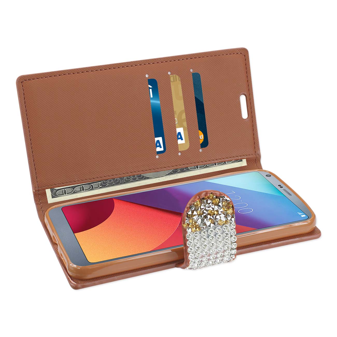 Wallet Case Diamond Rhinestone LG G6 Gold Color