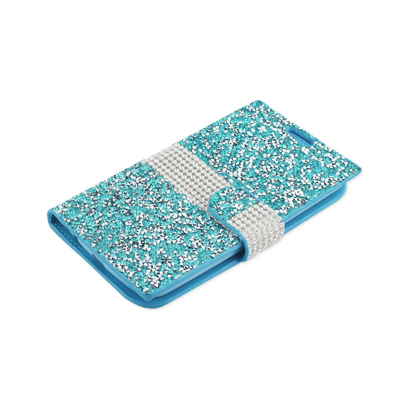 Wallet Case Diamond Rhinestone LG K10 Blue Color