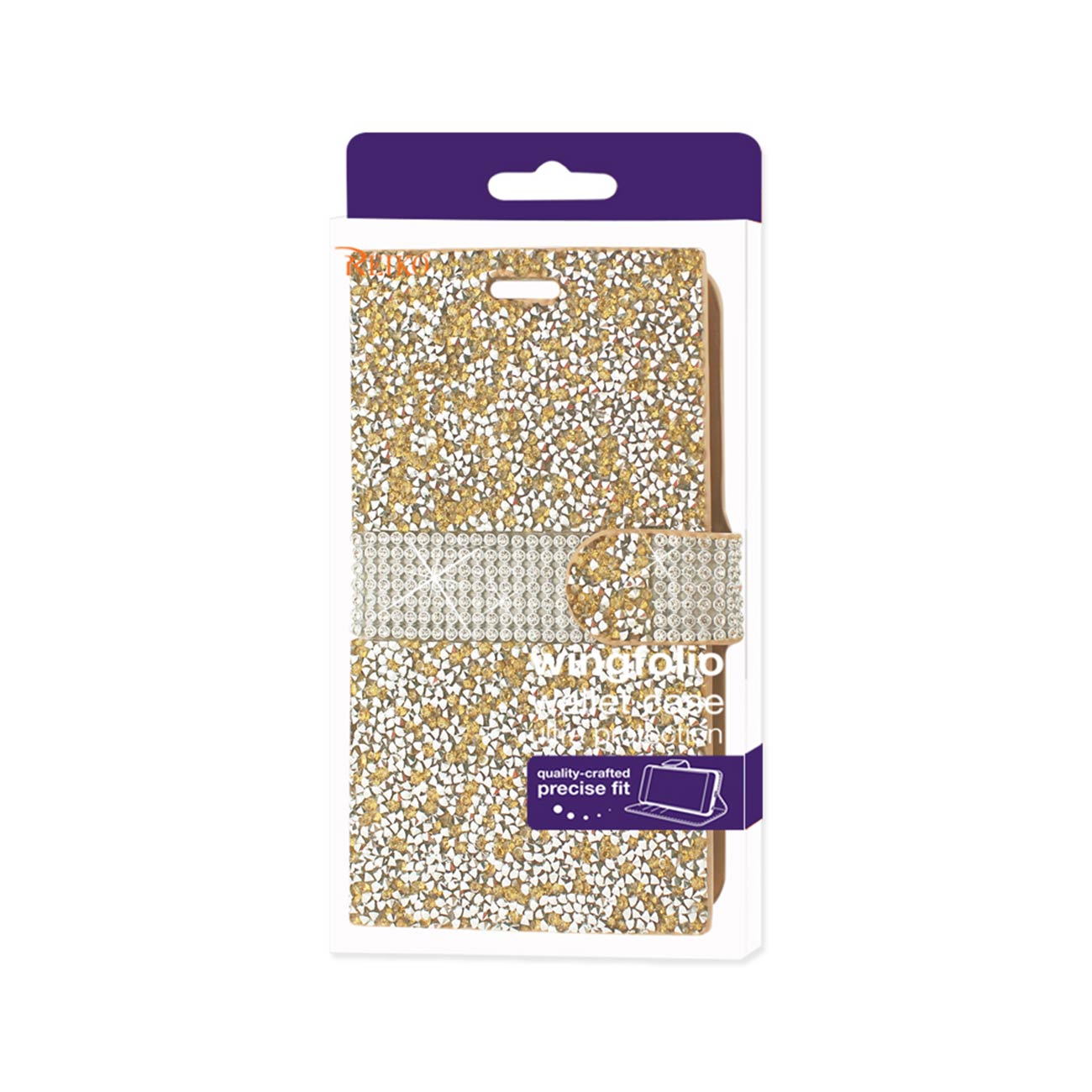 Wallet Case Diamond Rhinestone LG K10 Gold Color