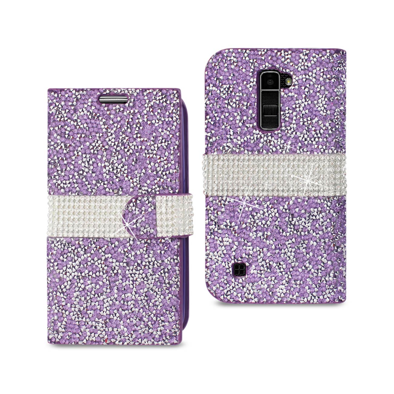 Wallet Case Diamond Rhinestone LG K10 Purple Color