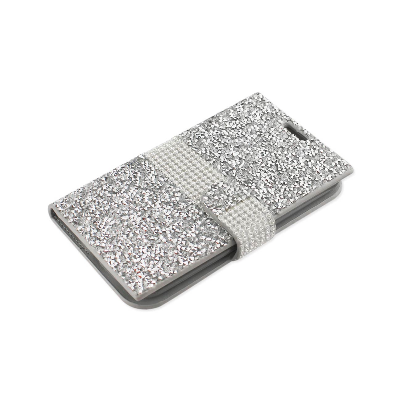 Wallet Case Diamond Rhinestone LG K10 Silver Color