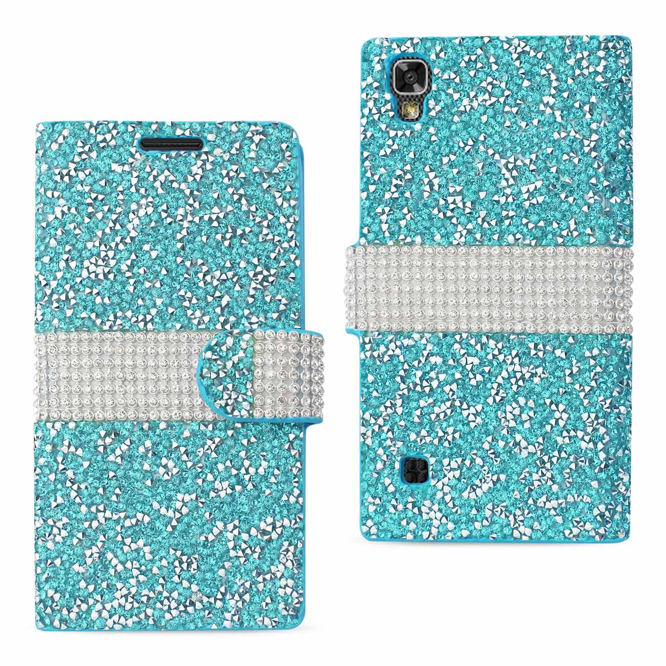 Wallet Case Diamond Rhinestone LG X Power/ K6 Blue Color