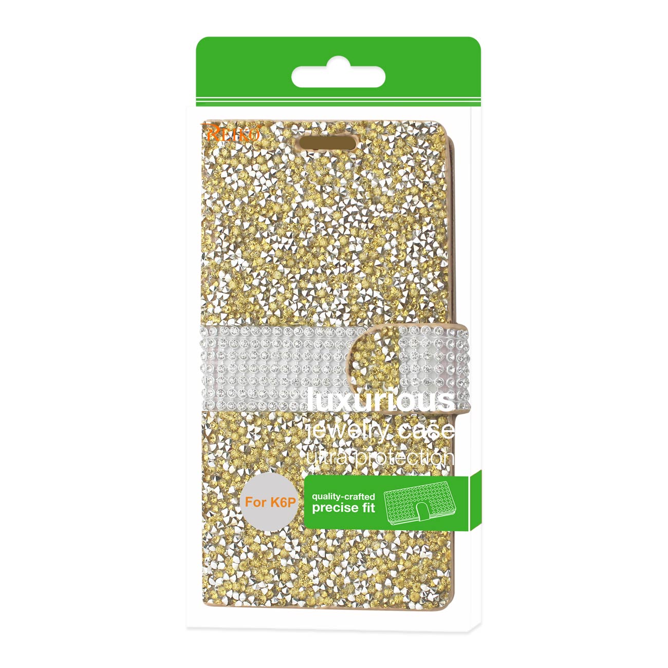 Wallet Case Diamond Rhinestone LG X Power/ K6 Gold Color